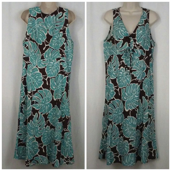 Hilo Hattie Dresses & Skirts - Hilo Hattie dress L Brown green white Hawaii Aloha